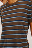 Cotton Cashmere T-Shirt in Mocha Stripe - upper body