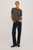 Cotton Cashmere T-Shirt in Mocha Stripe - full body
