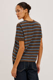 Cotton Cashmere T-Shirt in Mocha Stripe - back