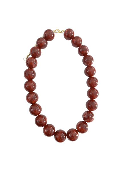 Carter Chunky Beaded Necklace in Maroon