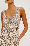 Dahlia Dress in Espresso Daisy Gingham Mix, detail