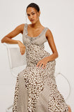 Dahlia Dress in Espresso Daisy Gingham Mix, front detail