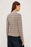 Davie Cardigan in heather oat stripe, back view
