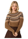 Daria Fair Isle Cable Knit Sweater in Camel