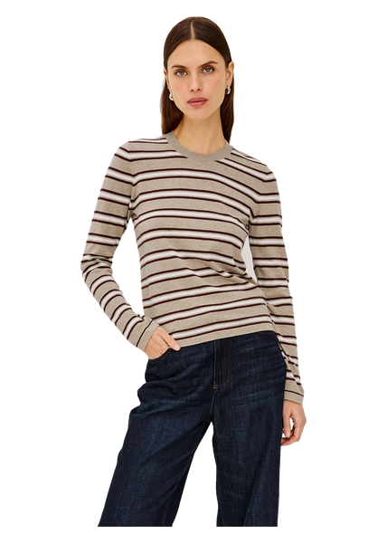 Davie Cardigan in heather oat stripe