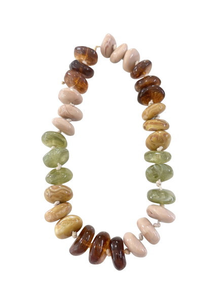 Delray Chunky Beaded Necklace in Tortoise Chartreuse Mix