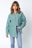 Dominique Stripe Shirt - Dark Green Stripe