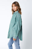 Dominique Stripe Shirt - Dark Green Stripe