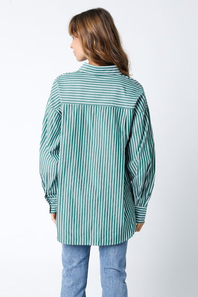Dominique Stripe Shirt - Dark Green Stripe