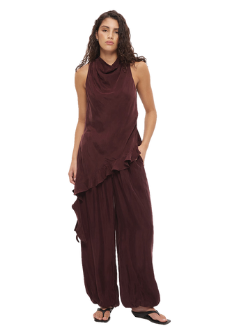 Eadie Harem Pant in Chestnut, styled with matching Eadie Top