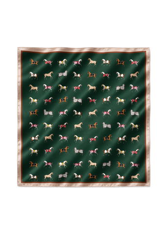 Equestrian Satin Scarf in Preppy Green