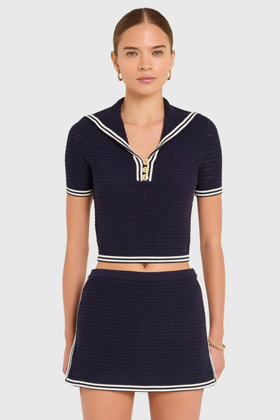 Monique Top - Navy/Ivory