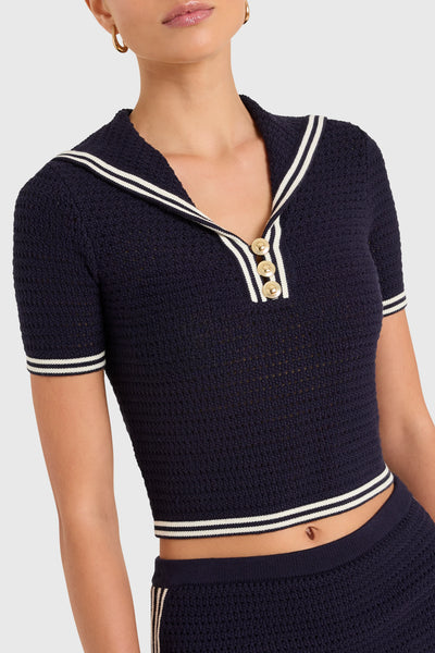 Monique Top - Navy/Ivory