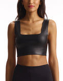 Faux Leather Squareneck Crop