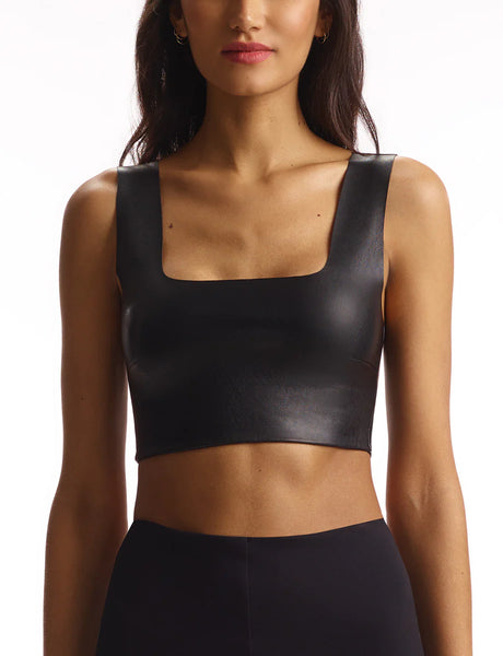 Faux Leather Squareneck Crop