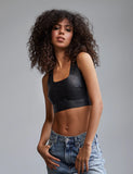 Faux Leather Squareneck Crop