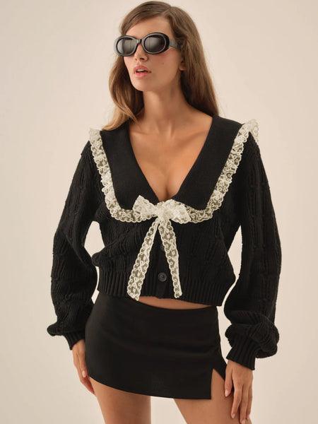 Frency Pointelle Knit Cardigan