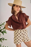 Sicily Linen Ruffle Top