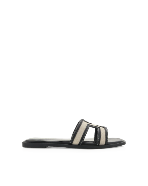 Gordy Sandal - Wheat Linen Black