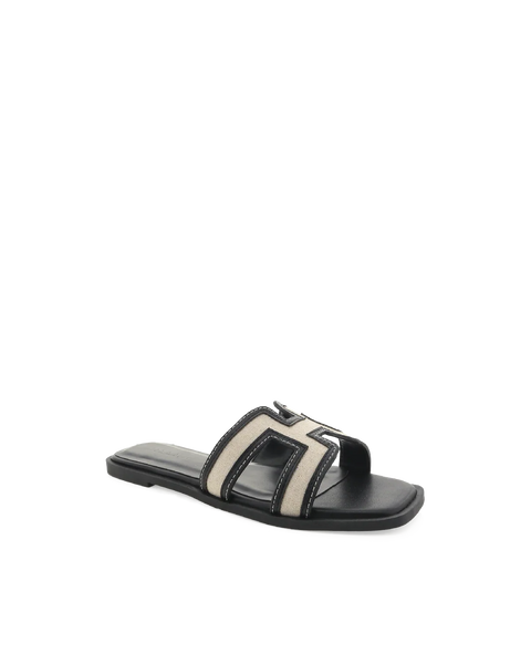 Gordy Sandal - Wheat Linen Black