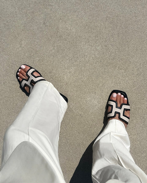 Gordy Sandal - Wheat Linen Black