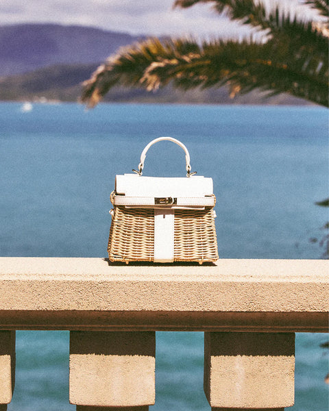 Hariette Rattan Handle Bag