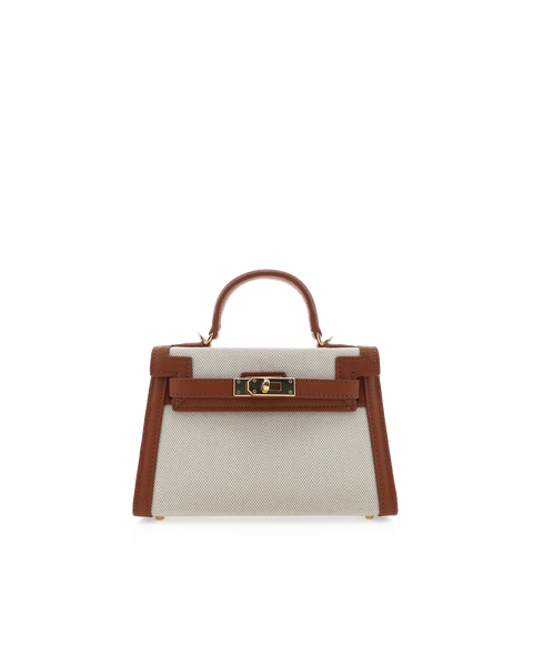 Hariette Handle Bag - Tan/Natural Linen