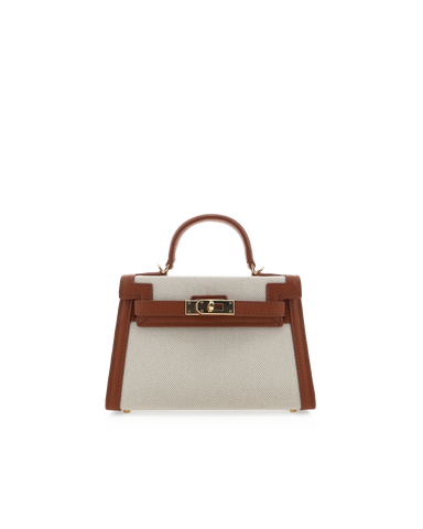 Hariette Handle Bag - Tan/Natural Linen