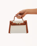 Hariette Handle Bag - Tan/Natural Linen