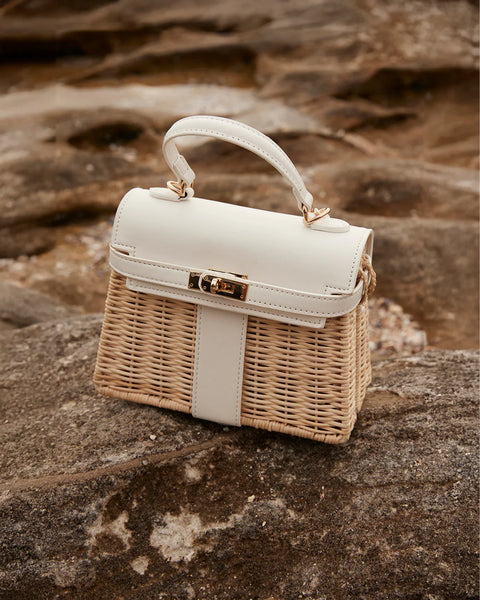 Hariette Rattan Handle Bag