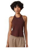 Hester Open Back Halter Top in Brown