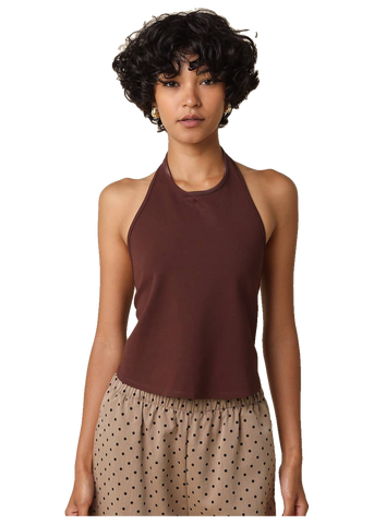 Hester Open Back Halter Top in Brown