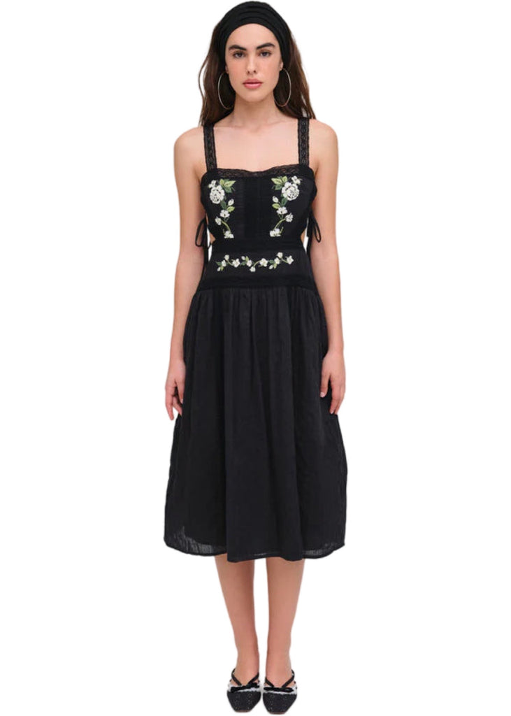 For Love and Lemons Jolene Embroidered Midi Dress - Black | VIDA MOULIN For Love and Lemons Jolene Embroidered Midi Dress - Black | VIDA MOULIN