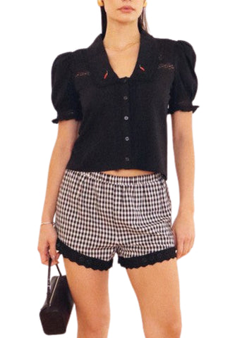 Gingham Lace Shorts