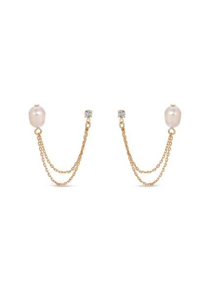 Double Piercing Freshwater Pearl Earring