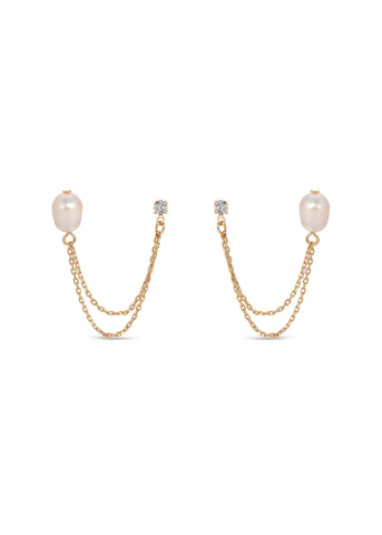 Double Piercing Freshwater Pearl Earring