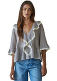 Cottage Stripe Ruffle Top