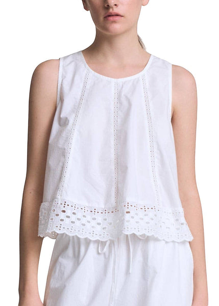 White Eyelet Swing Top