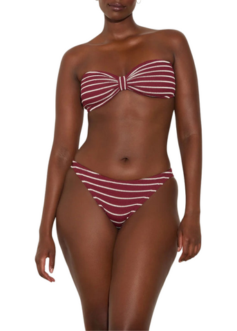 Jean Bikini Set - Wine/White Stripe