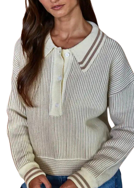 Ribbed Polo Sweater