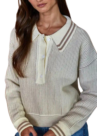 Ribbed Polo Sweater