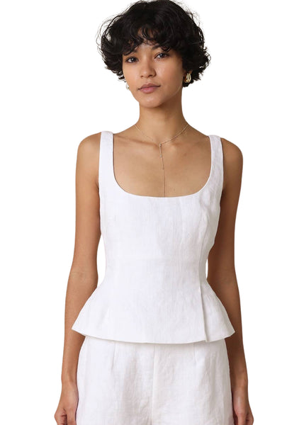Alyay Linen Smocked Back Peplum Top