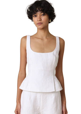 Alyay Linen Smocked Back Peplum Top