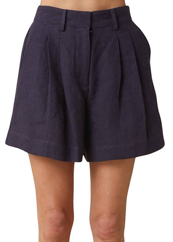 Lina Linen Shorts - Navy