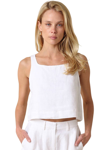 Lina Linen Crop Tank Top