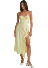 chania mini dress for love and lemons For Love & Lemons Chania Midi Dress - Yellow