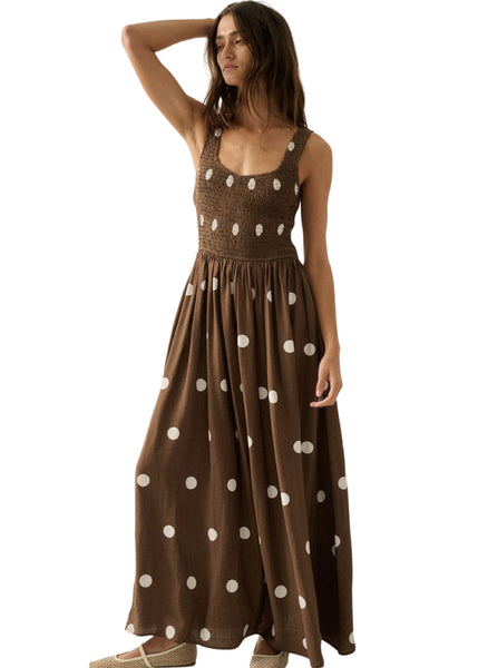 Chocolate Polka Dot Maxi Dress