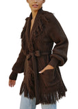 Cable Fringe Cardigan