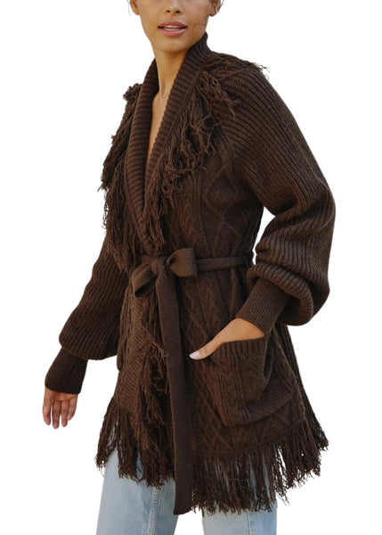 Cable Fringe Cardigan