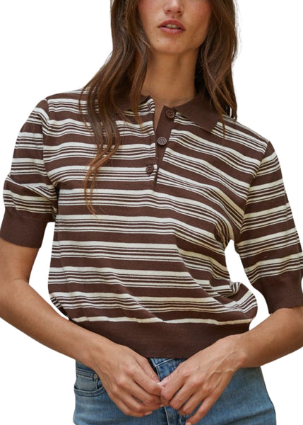 Varsity Sweater Top - Brown